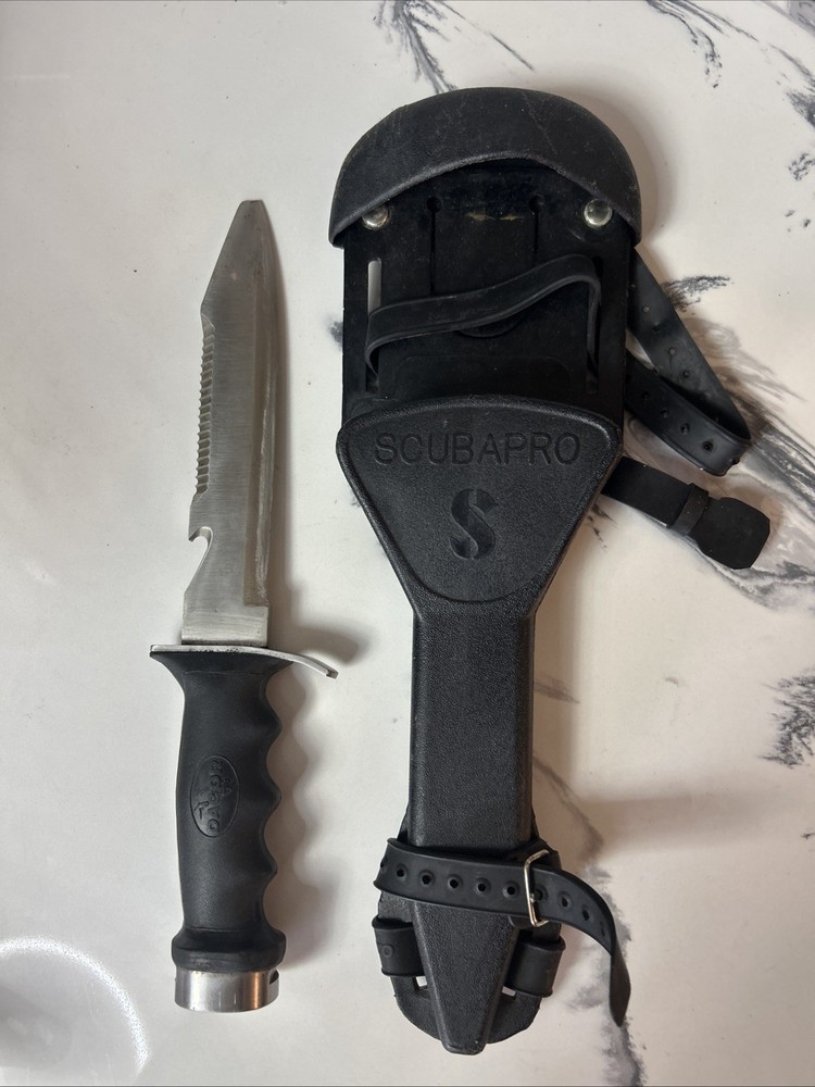 VINTAGE DACOR DIVER KNIFE WITH Scubapro SHEATH! Tip Missing? Read