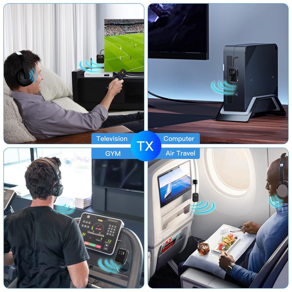 Bluetooth 5.4 Transmitter Receiver, Low-Latency for Gaming/TV/PC/Gym,2-in-1 D...