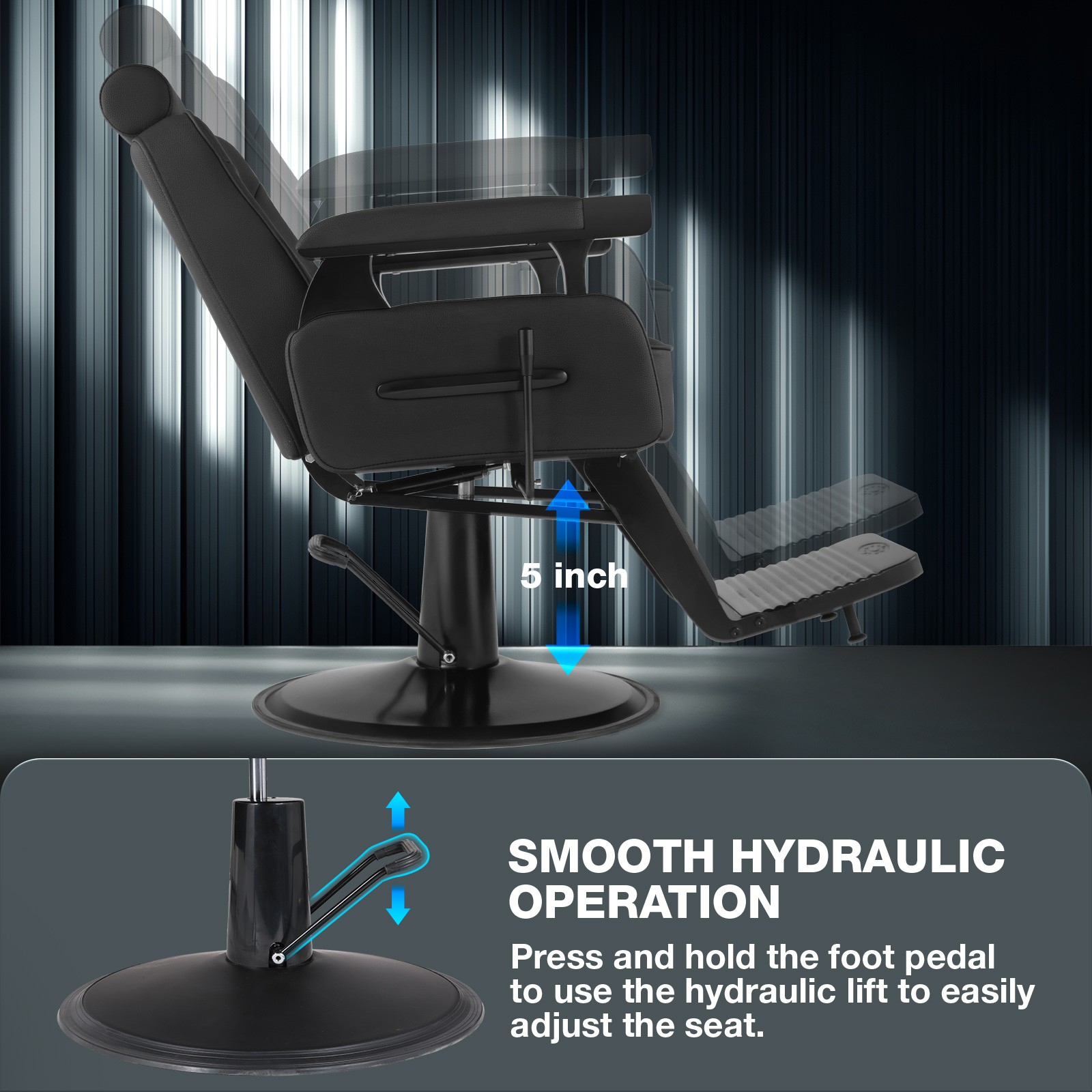 Vintage Black Recline All Purpose Barber Chair Hydraulic SalonSpa Beauty Stylist