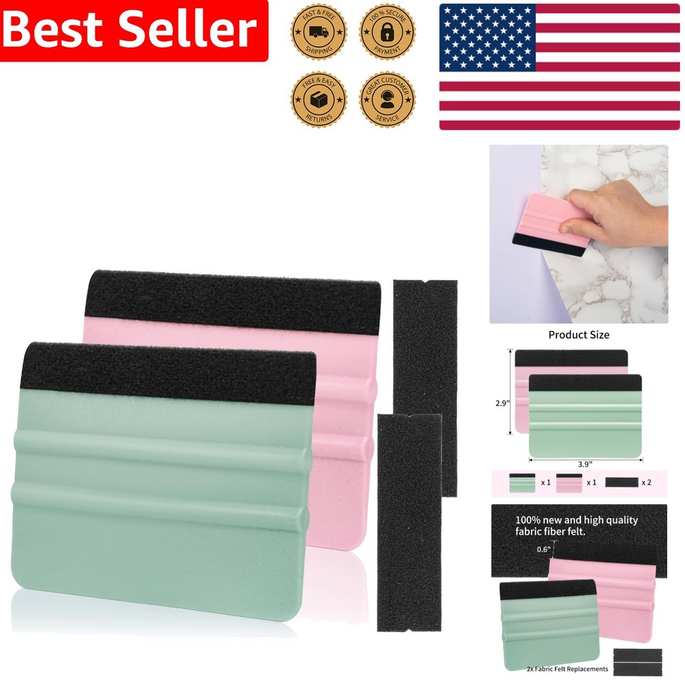 Compact 4 Inch Vinyl Squeegee Set - 2 Pcs with Non-Slip Grip for DIY Projects