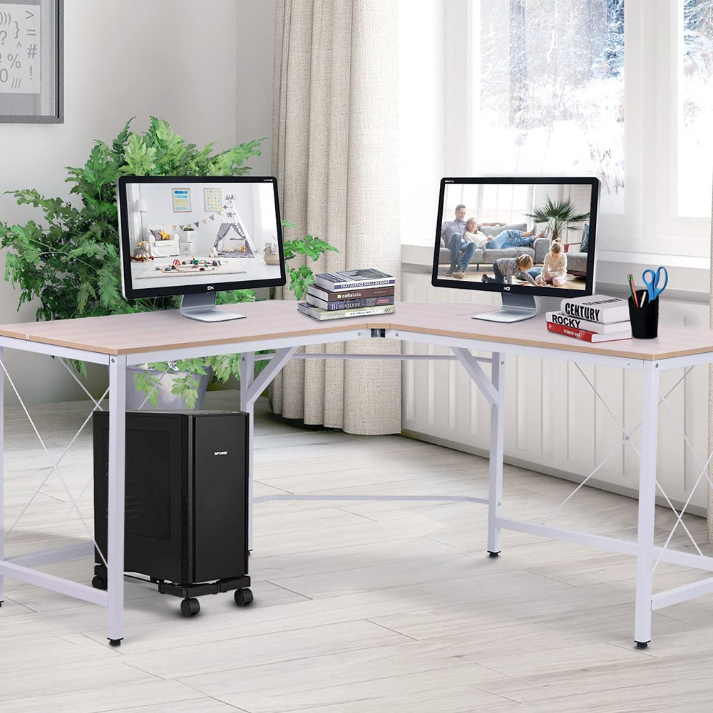 Computer Tower Stand, Adjustable Mobile CPU Stand with Rolling Caster Wheels