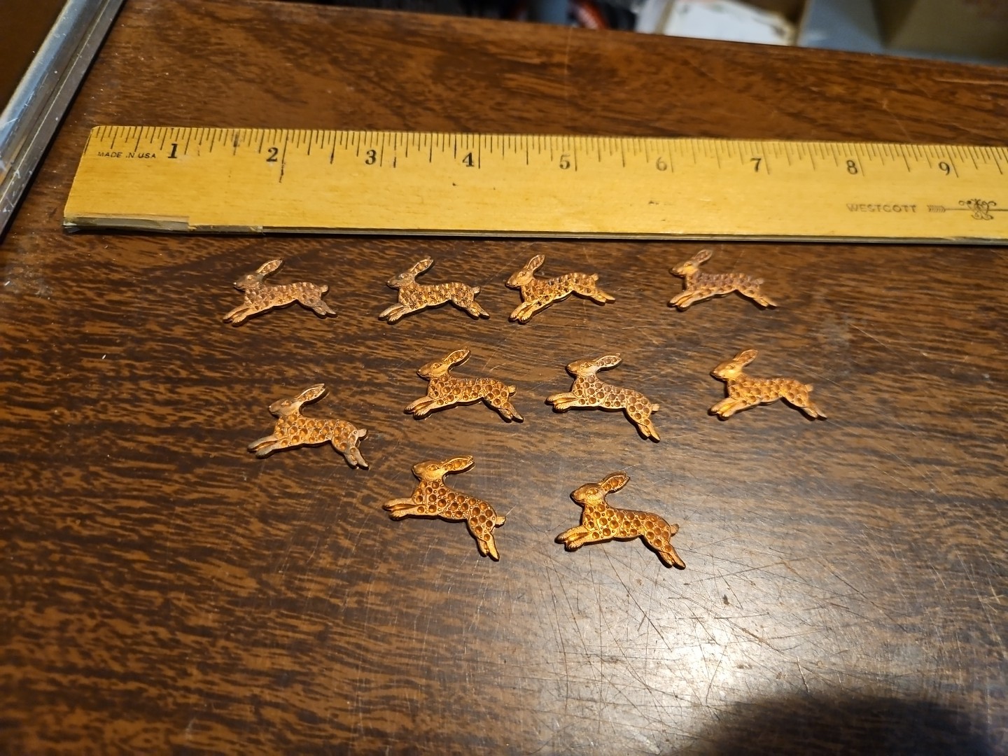 Lot Of 10 Bunny Rabbit France Vintage 60s Brass Stampings Findings Jewelry