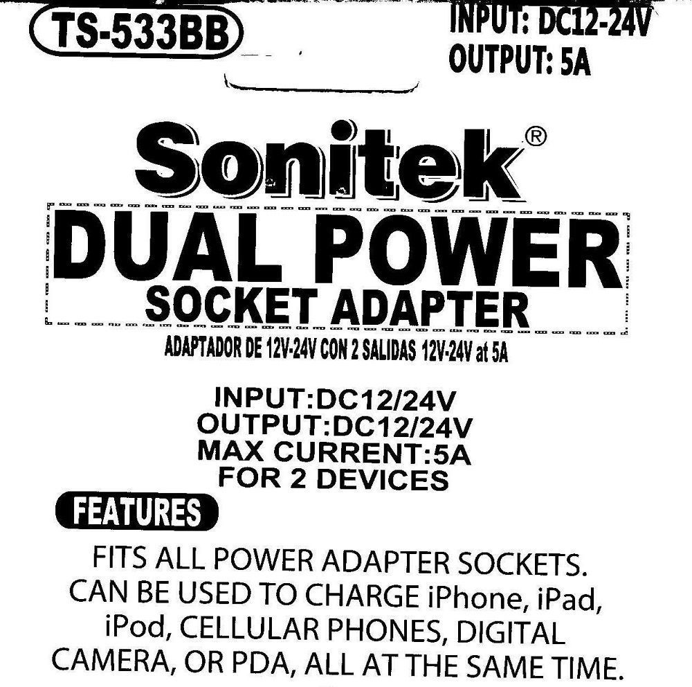 Dural Outlet Socket Auto Cigarette Lighter 12-24V DC Power Plug Adapter Splitter