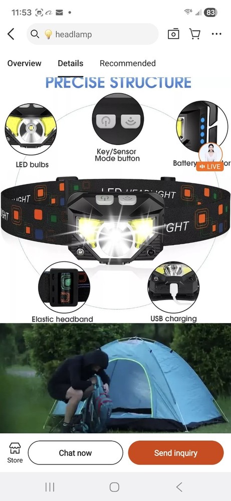 HEADLAMP FLASHLIGHT, 1000 LUMEN ULTRA-LIGHT BRIGHT LED MOTION SENSOR