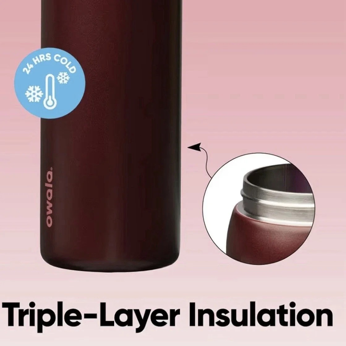 Owala Freesip 32oz Insulated Stainless Steel Water Bottle - Black Cherry | US