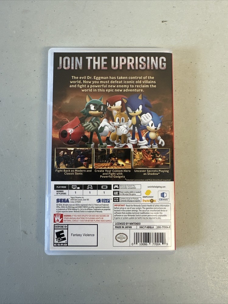 Sonic Forces - Nintendo Switch - Original Case Only - No Game