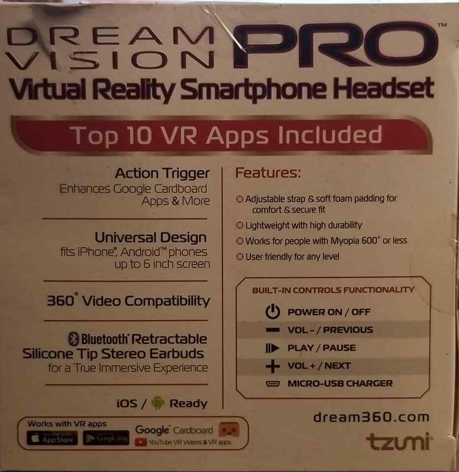 Tzumi Dream Vision Pro Virtual Reality Smartphone Headset https://(LOC TUB L-29)