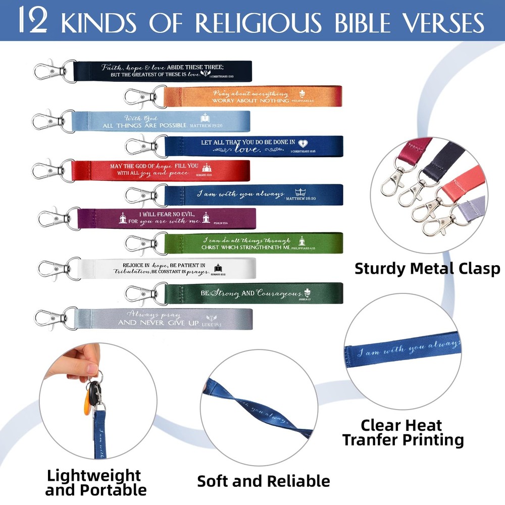 120 Pcs Easter Bible Verse Keychains Scriptures Religious Keychain Lanyards I...