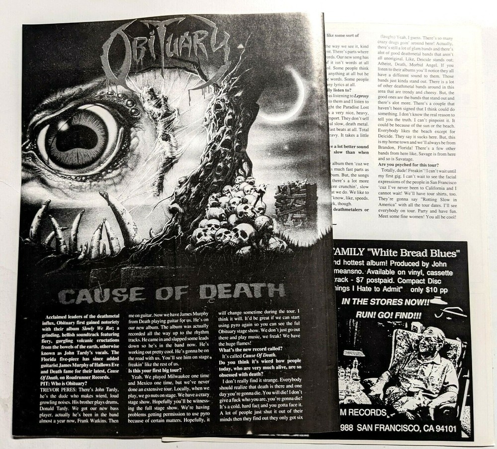 OBITUARY / JOHN TARDY / 1990 2 PAGE MAGAZINE ARTICLE / INTERVIEW COMPLETE + DVD