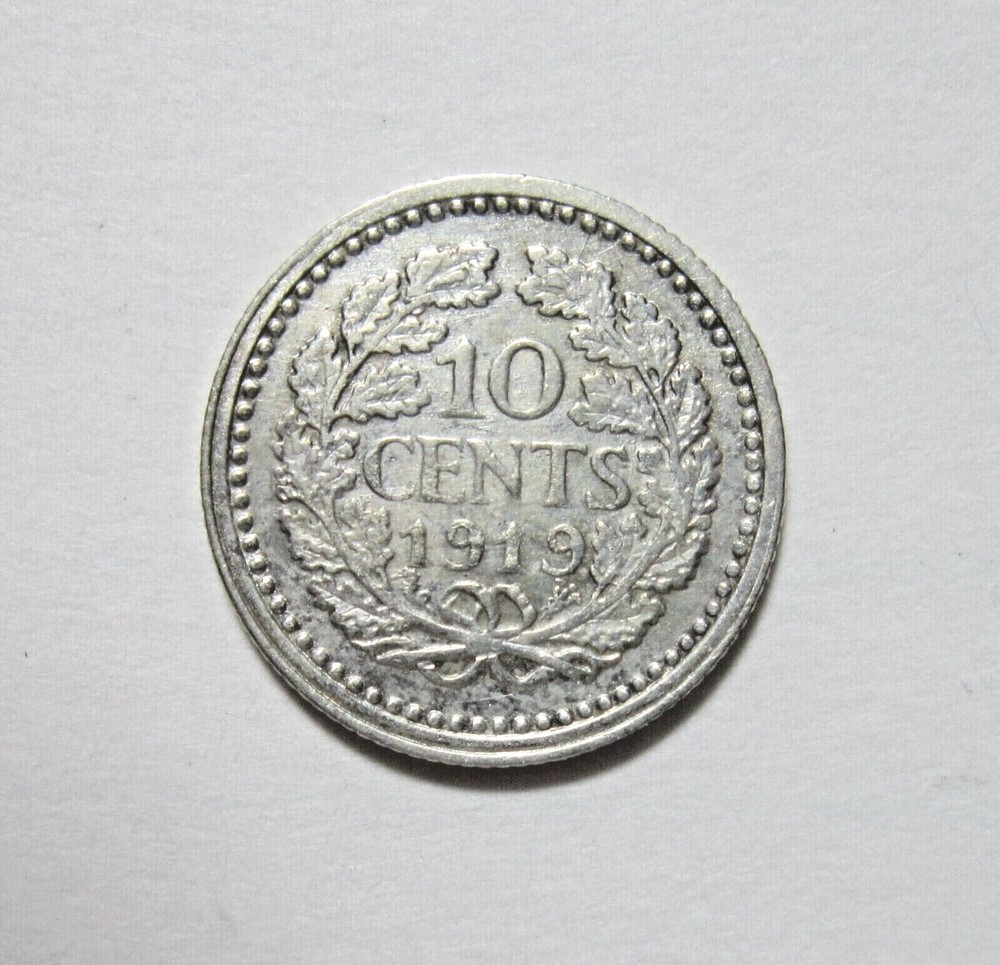 NETHERLANDS. SILVER 10 CENTS, 1919.