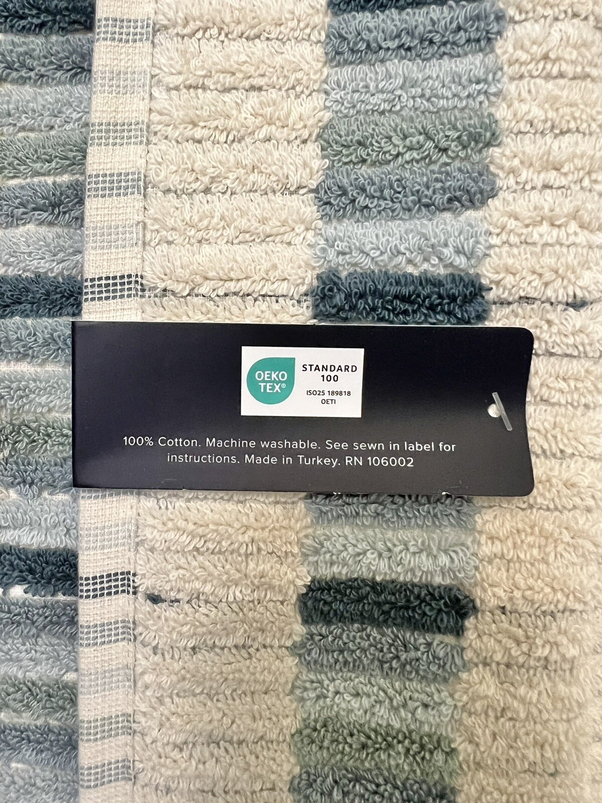 Brooks Brothers 2 Bath 2 Hand Premium Turkish Towel Set Tiles Ocean Blues Ecru