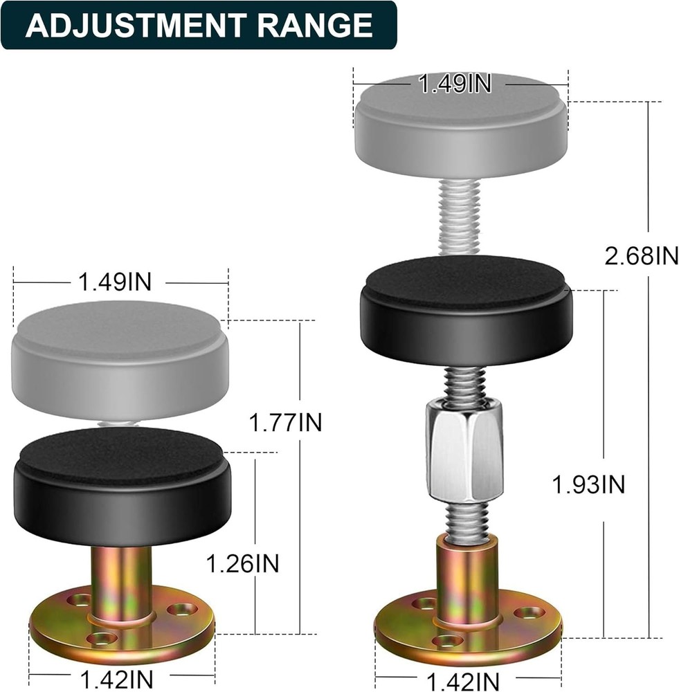 Adjustable Threaded Bed Frame Anti-Shake Tool, 4Pcs, 30-68Mm