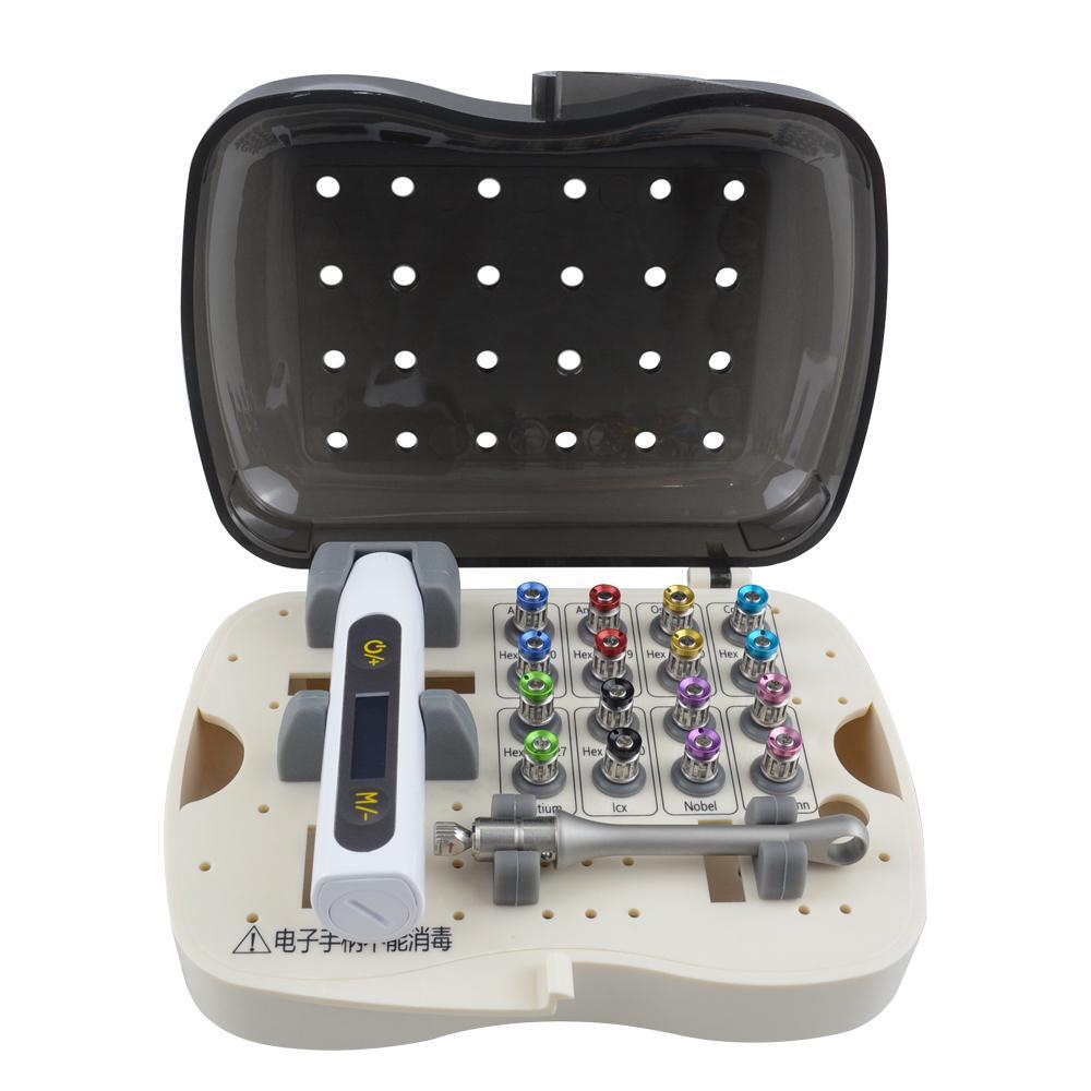 Electronic Dental Implant Universal Prosthetic Kit Torque Wrench 16 Screwdrivers