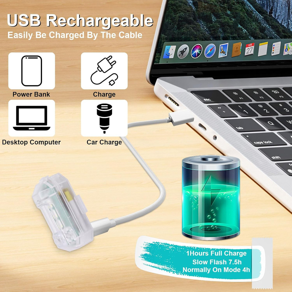 4PCS Wireless LED Strobe Lights with Remote Control, 8 Colors USB Rechargeable A