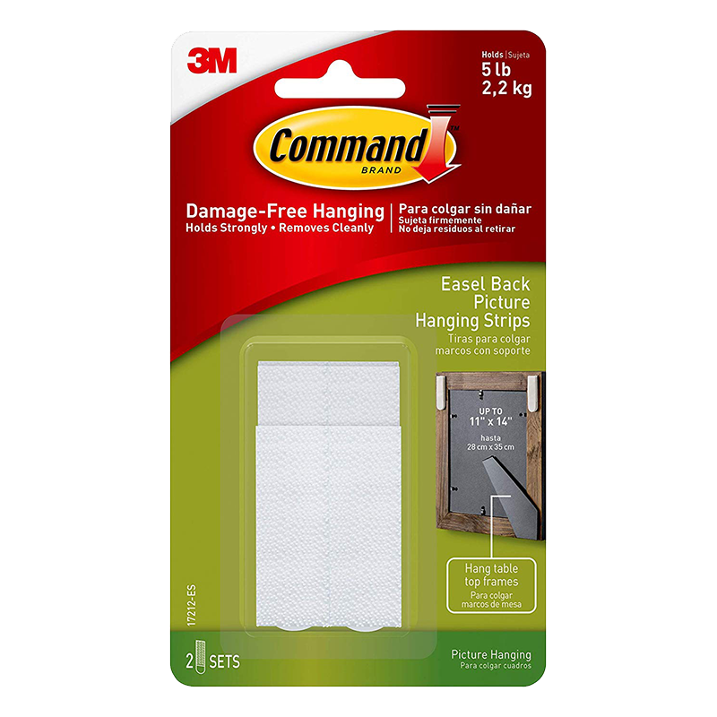 Command Easel Back Picture Hanging Strips, 17212-ES, Medium, 2 Strips/Spacers