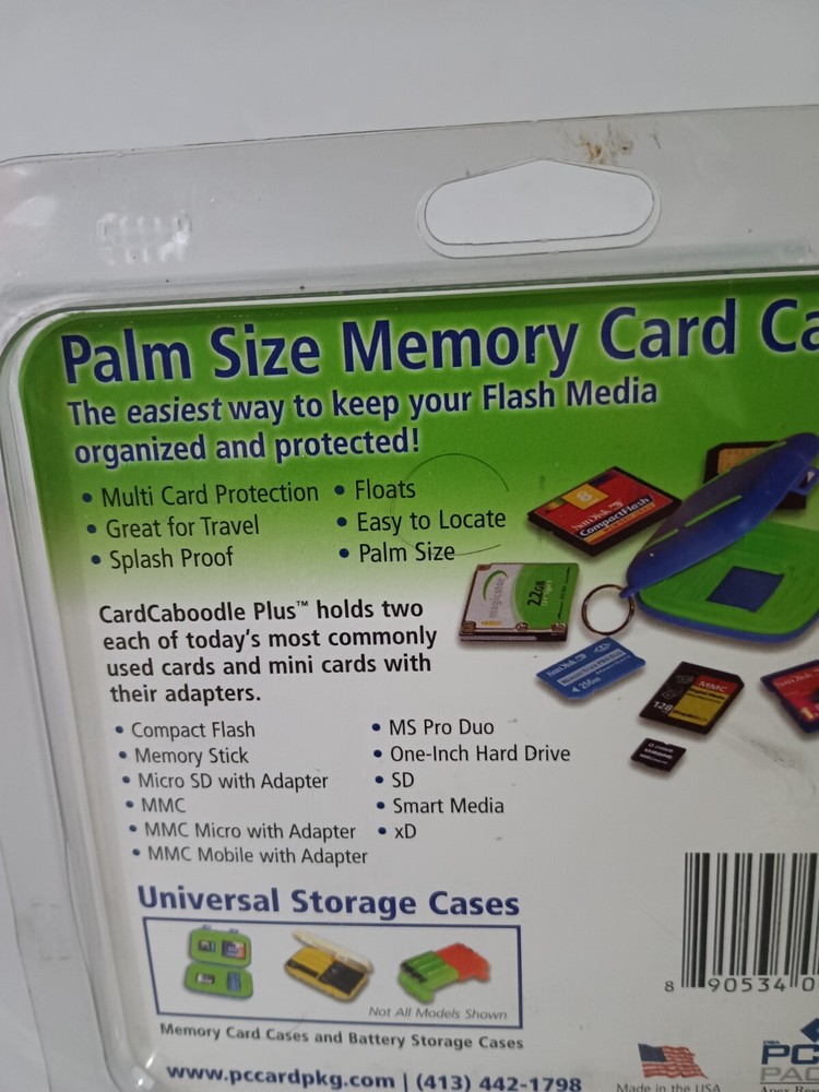 Palm Size Memory Card Case Universal Storage Cases From PC Card Packaging - New