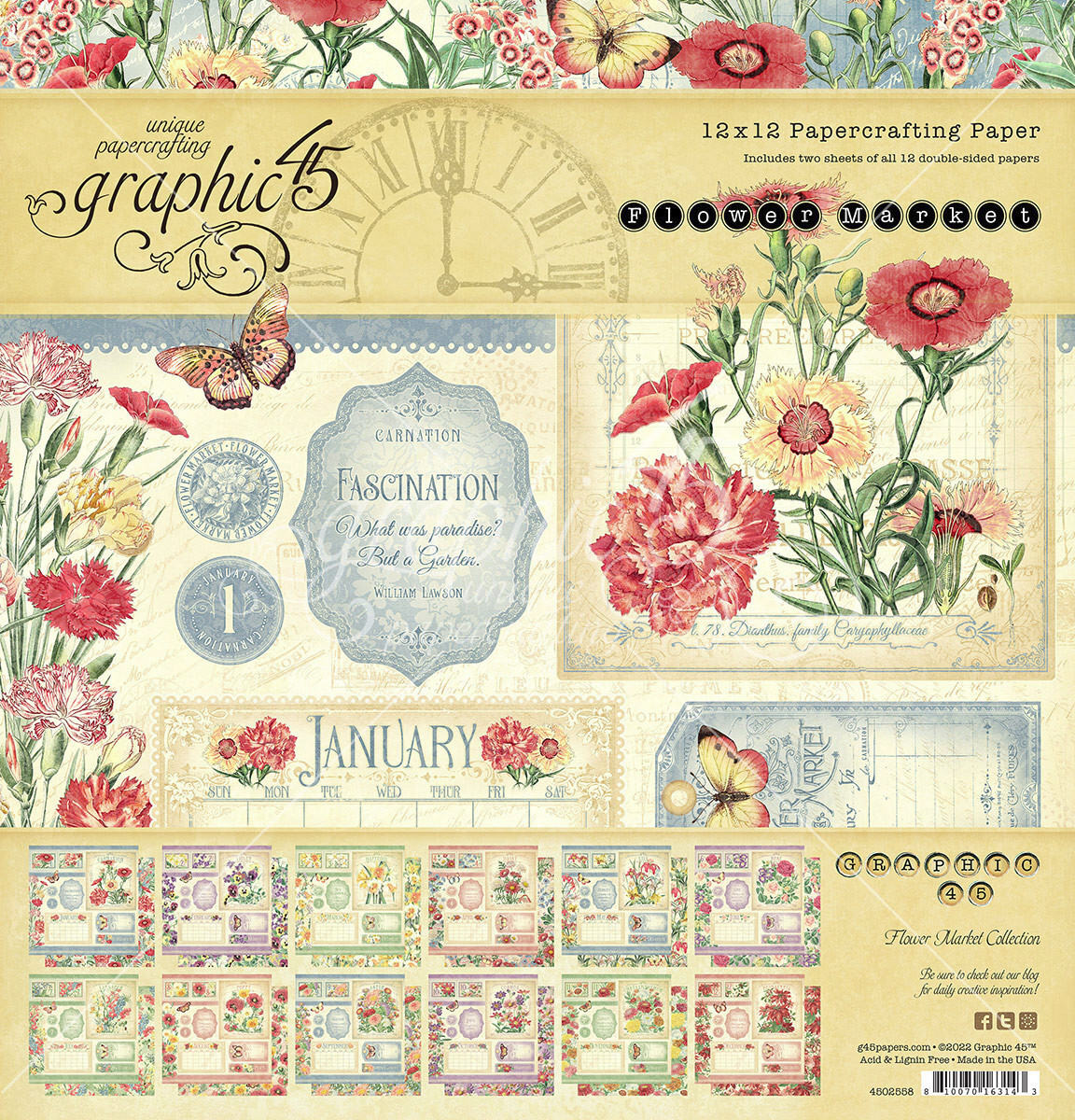 GRAPHIC 45 *FLOWER MARKET* COMPLETE COLLECTION PACKAGE BUNDLE CALENDAR GORGEOUS