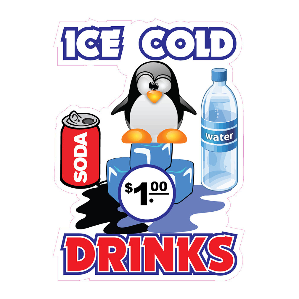Food Truck Decals Ice Cold Drinks Style G Restaurant & Food Concession Sign Blue