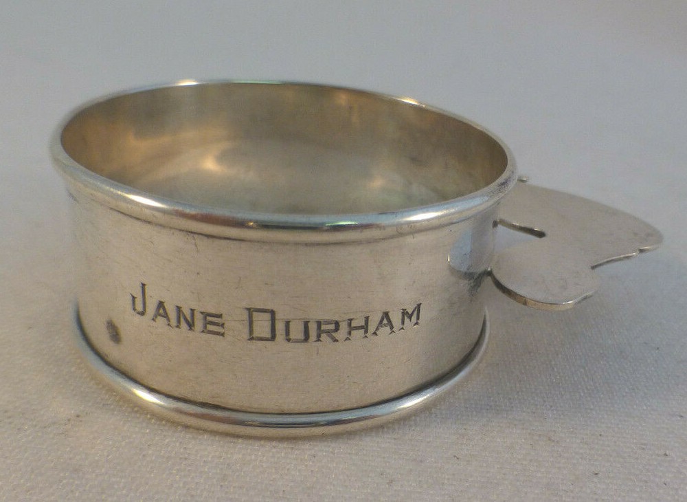 Figural Duck Sterling Webster Napkin Ring-Mono'd
