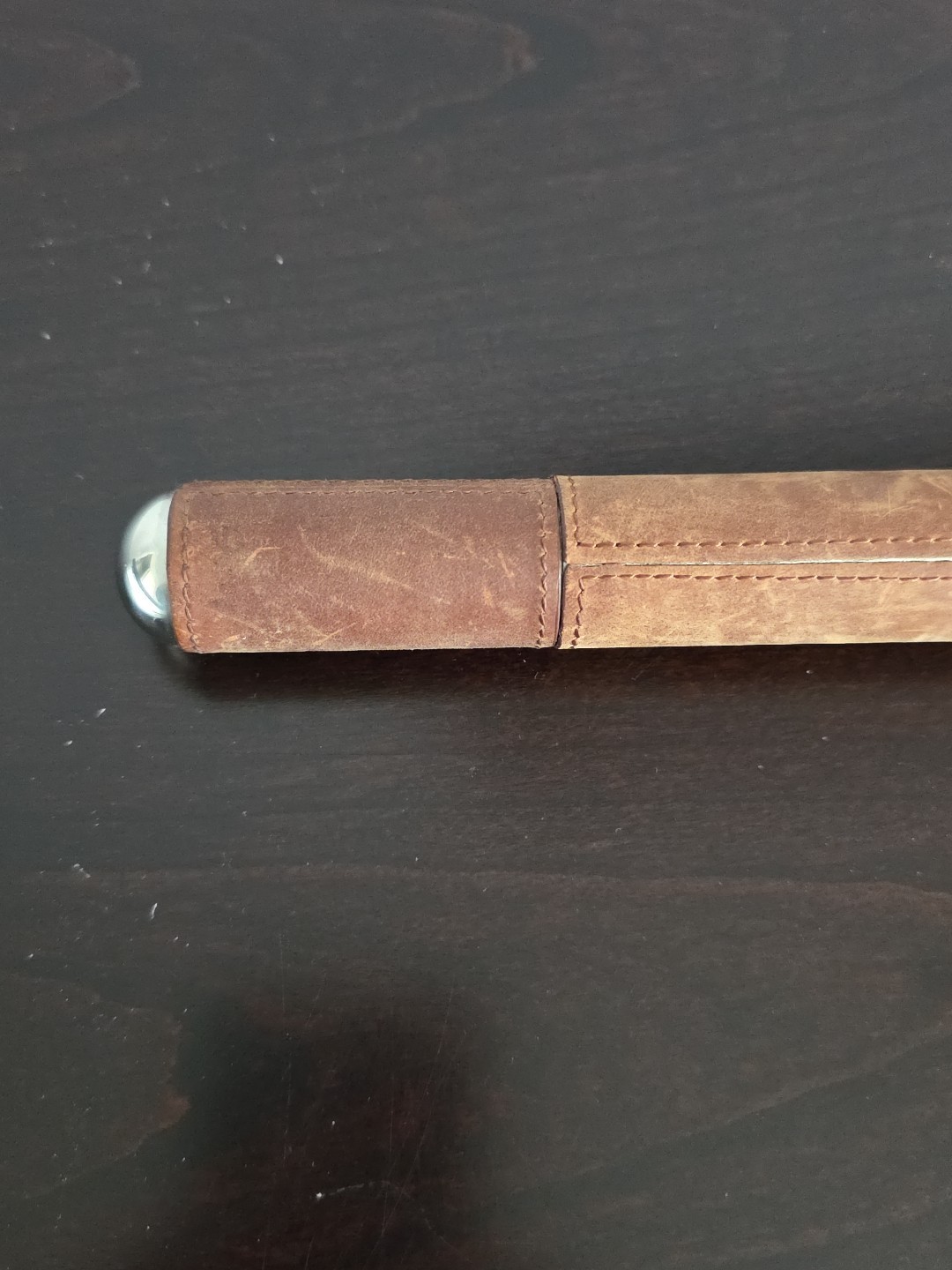 Rare Tommy Bahama Brown Leather Cigar Tube Case Stainless Steel Interior