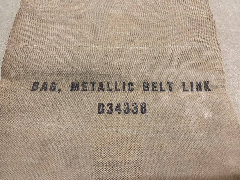 ORIGINAL WWII US ARMY .30 .50 CAL AMMO METALLIC BELT LINK CARRY CATCH BAG-OD#3