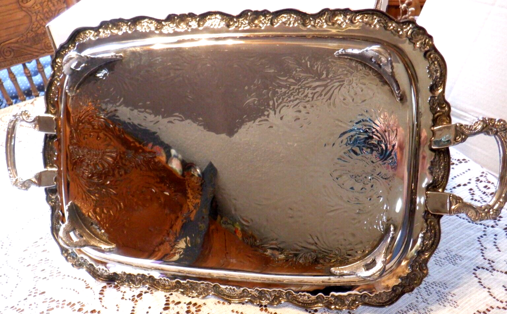 Silverplate Footed Platter Rectangular with Handles