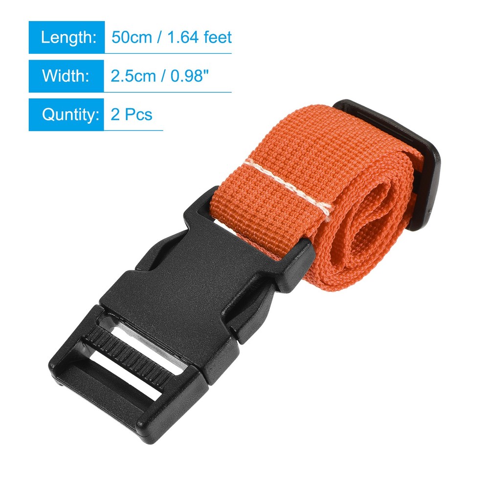 2pcs Utility Strap with Buckle 1"x20" Polyester Quick Release Belt Orange