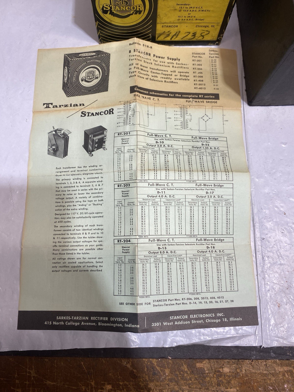 Stancor RT-208 Power Transformer Selenium Rectifier Type