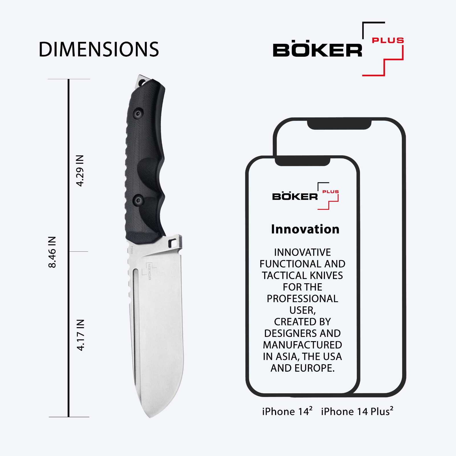 Boker Plus Hermod 2.0 Fixed Knife 4.17" D2 Blade G10 Handle Full Tang ✔️ 02BO053