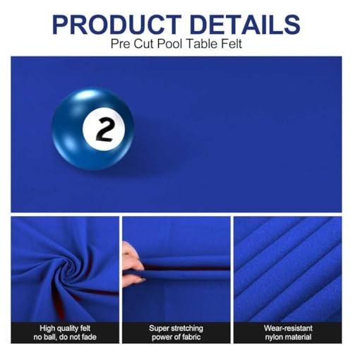 8ft Pool Table Felt Replacement Kit - Pre-Cut Billiard Cloth, Gloves & Tools
