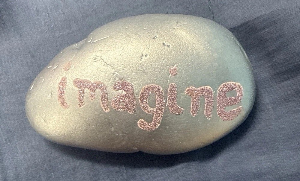 Painted silver rock imagine painted pink