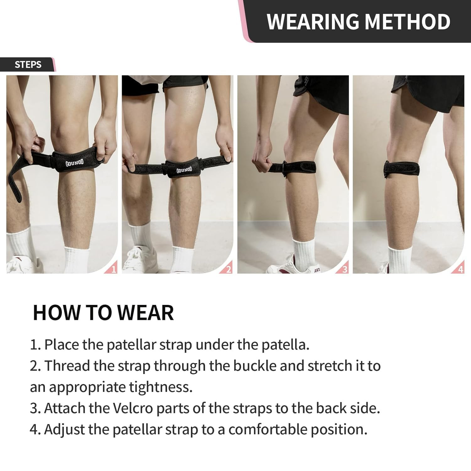 Patellar Tendon Support Strap 2 Pack,Knee Strap for Knee Pain Relief,Patella Ban
