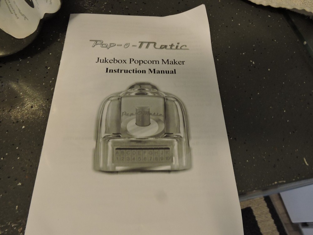 Pop -O-Matic jukebox popcorn maker with instruction manual