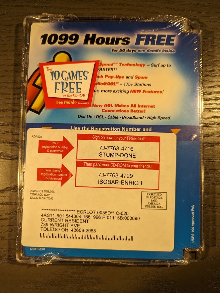 AOL CD-ROM version 9.0 Optimized - Hard Case - Vintage & Sealed