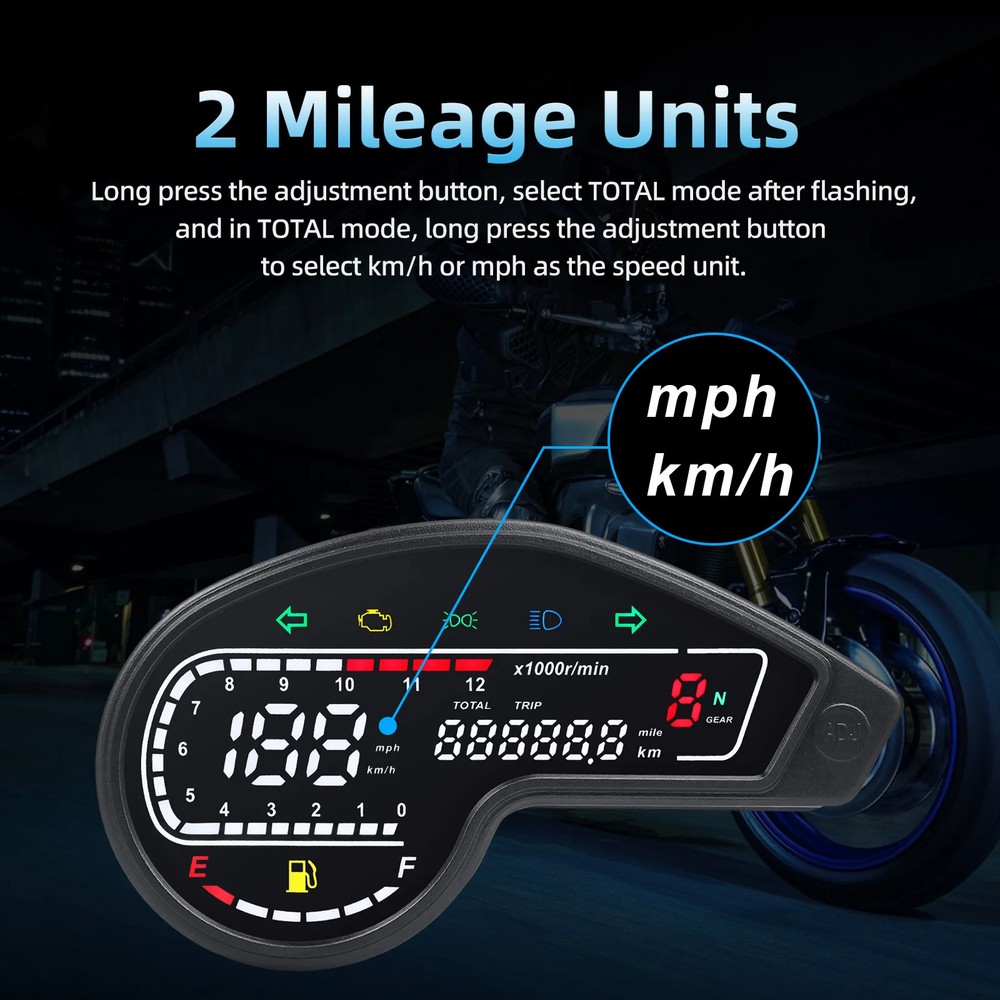 Universal Motor Digital Speedometer LED Tachometer Dashboard Instrument Panel