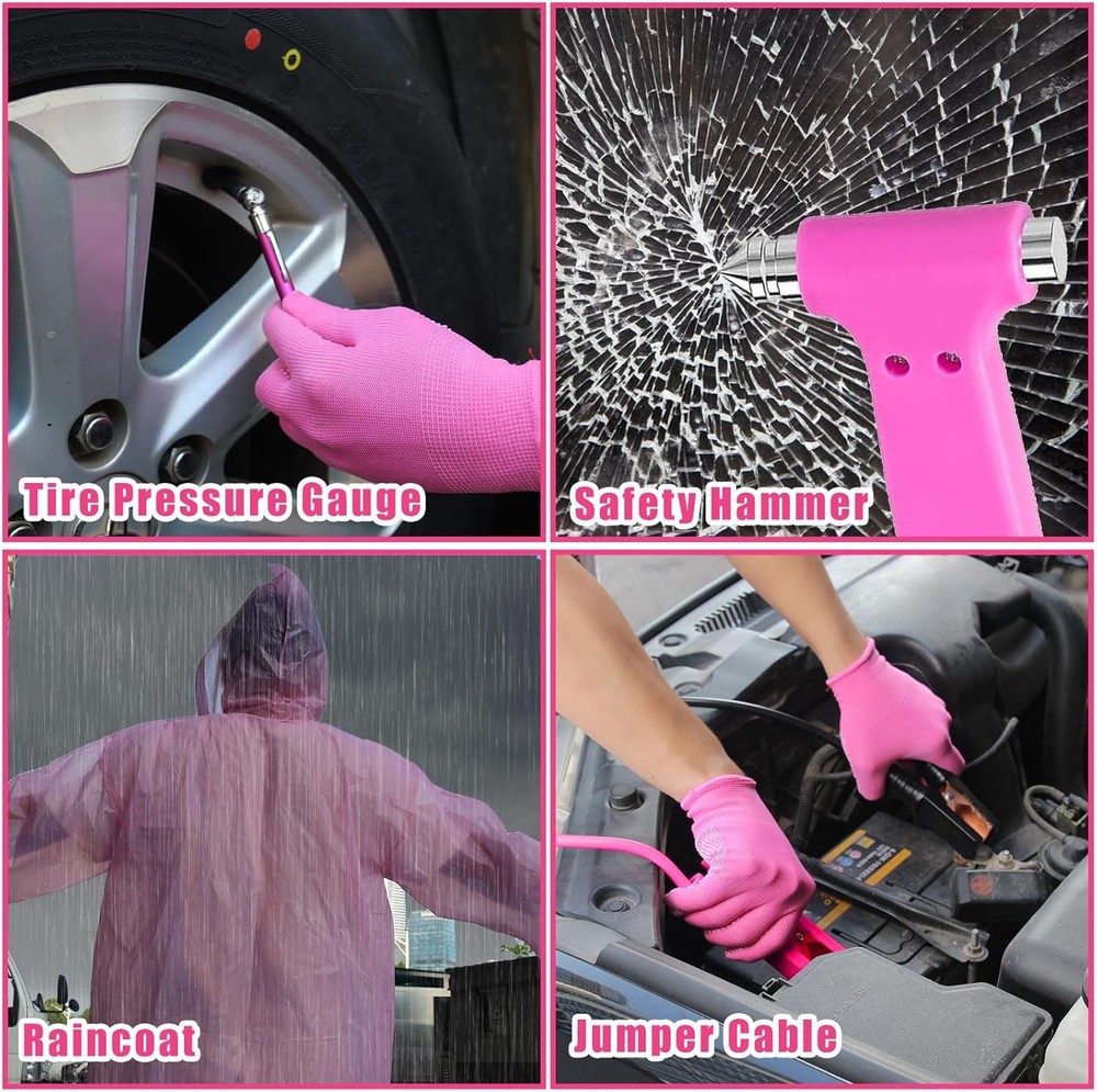 Pink Roadside Emergency Car Kit
