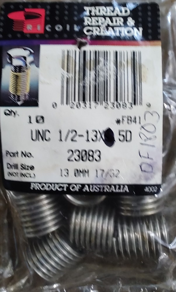 RECOIL THREAD INSERTS 1/2-13 X .50 LONG 10 PCS