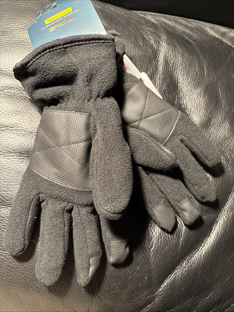 TEK GEAR~SMALL MEDIUM~Men's Black Thinsulate Microfleece Cuffed Gloves