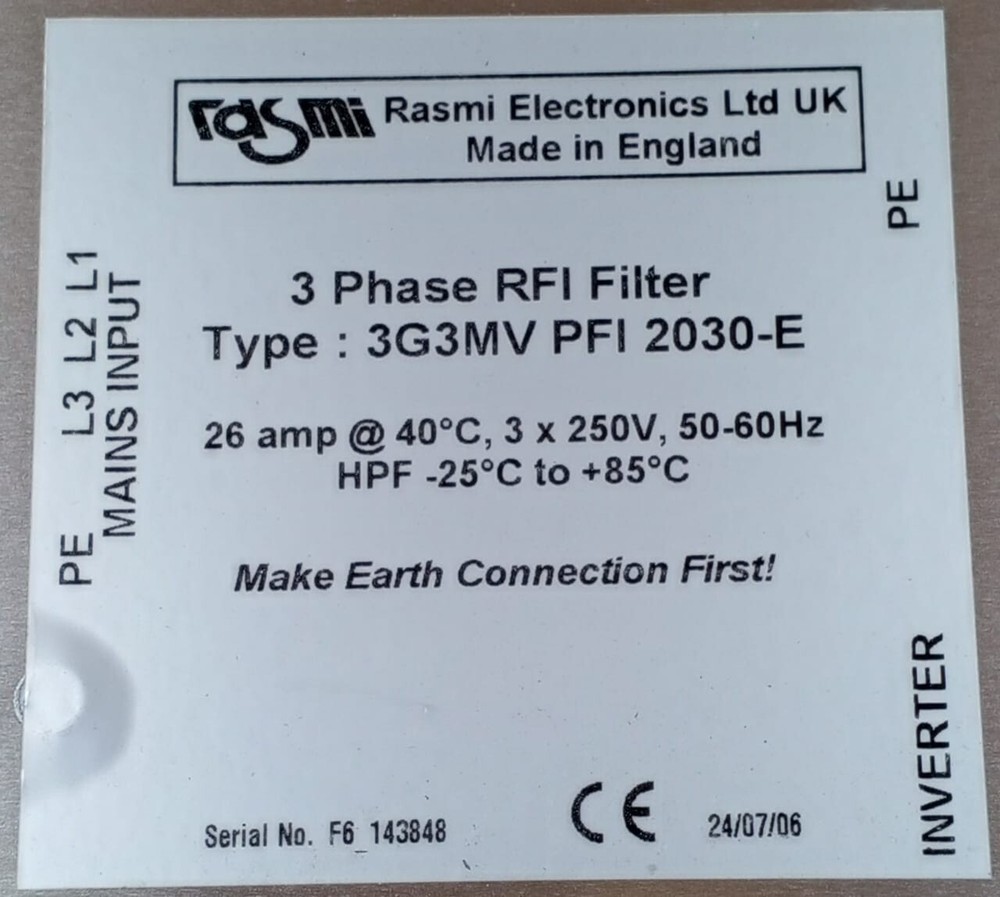 RASMI Three Phase RFI Filter 3G3MV PFI 2030-E