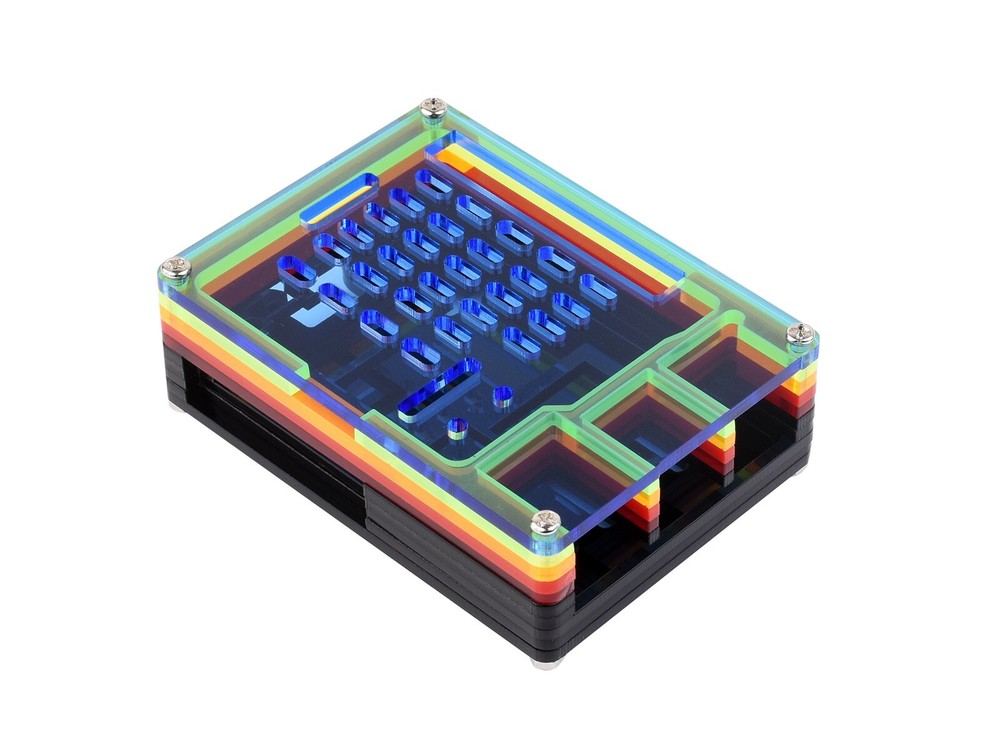 Waveshare Rainbow Acrylic Case For Raspberry Pi 5 Support Official Active Cooler