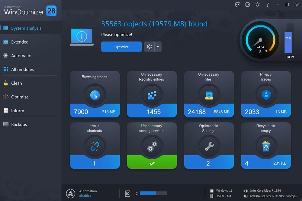 Win­Optimizer 28 - More Control, Security, and Power for Your PC