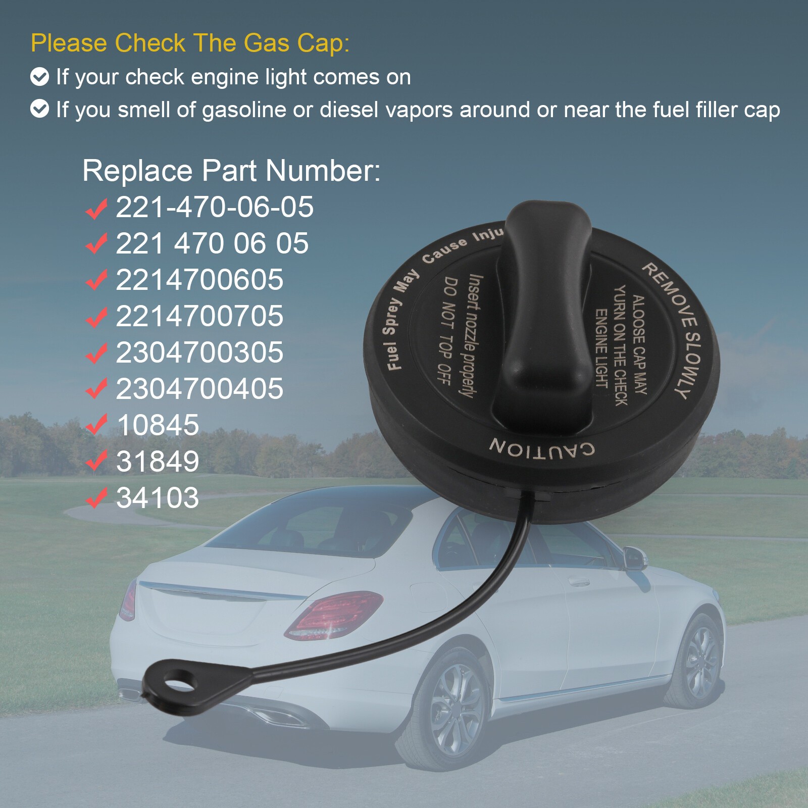 For MERCEDES BENZ FUEL TANK CAP GAS CAP 2214700605 W203 W221 W463 W216 W209 W211