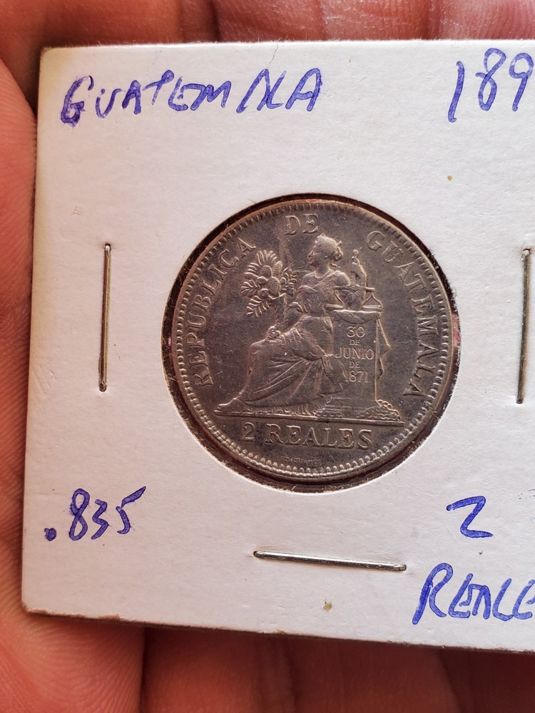 1897 silver guatemala 2 reales