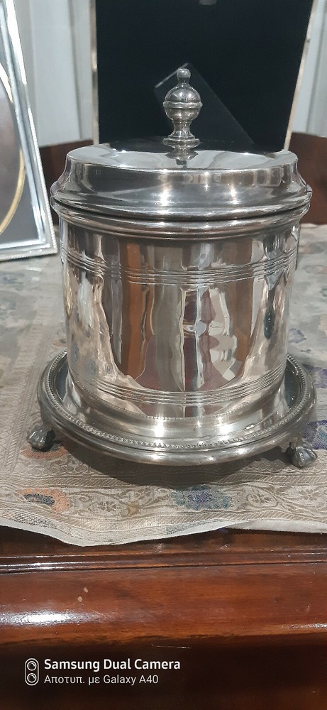 James Deakin silver plated jar.