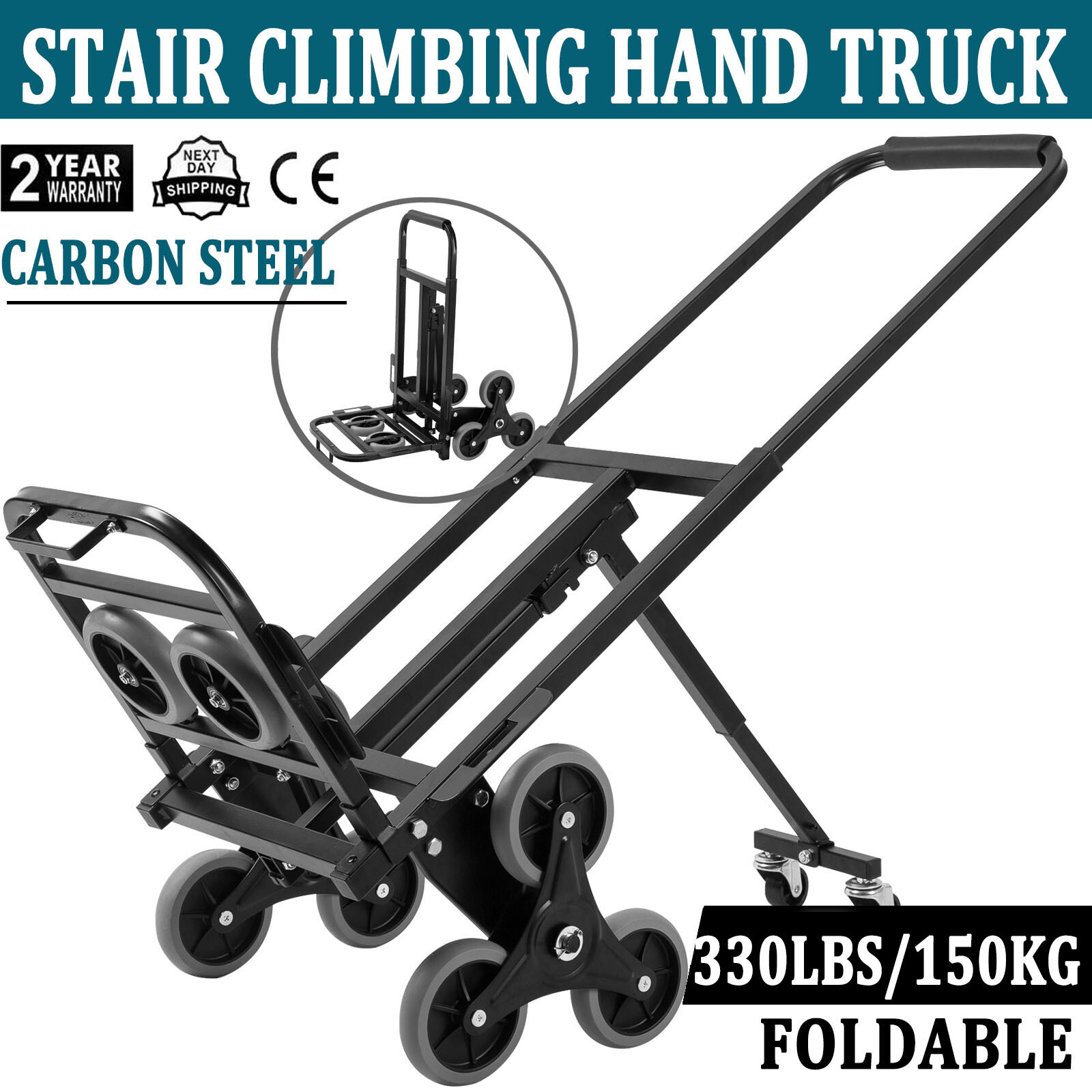 3IN1 Heavy Duty Aluminum Hand Truck Stair Climber Folding Dolly Convertible Cart