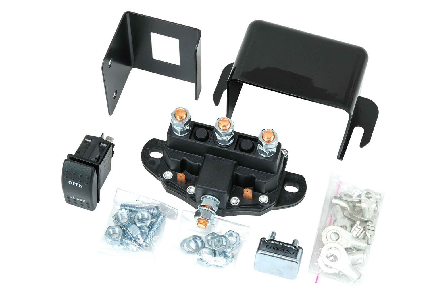 12V Grounded Winch Motor Reversing Solenoid, 150 Amps, Grounded Coils