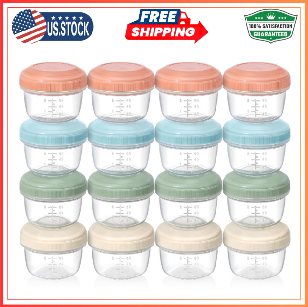 [16 Pack] 4 Oz Small Containers with Lids Reusable Plastic Containers for Snack