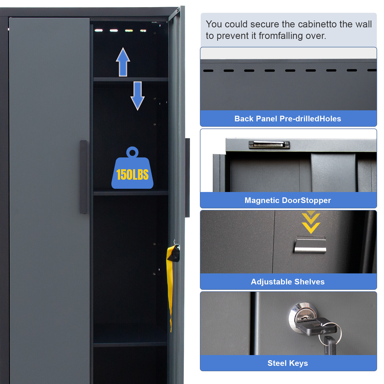 Garage Storage Cabinet 15Pcs Workshop W/Steel Cabinet Drawers Workbench Pegboard