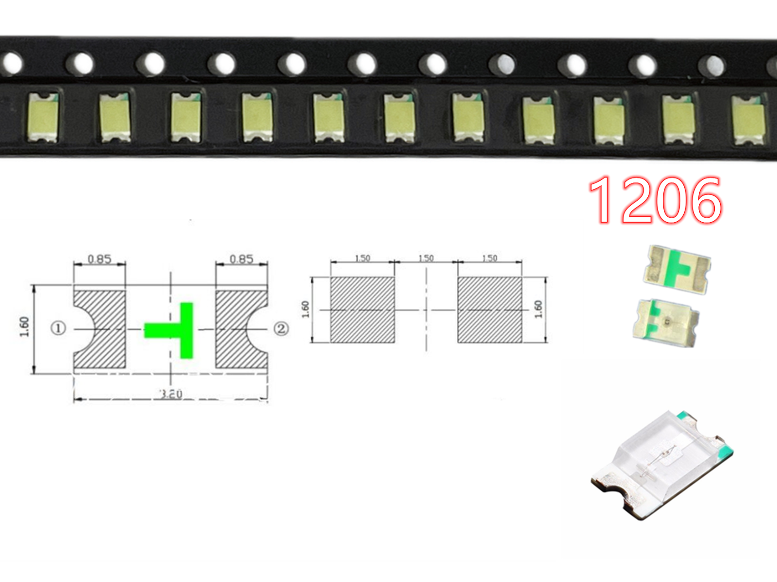 100pcs SMD LED 0402 0603 0805 1206 3528 5730 Diodes Single Chip RGB Light PCB