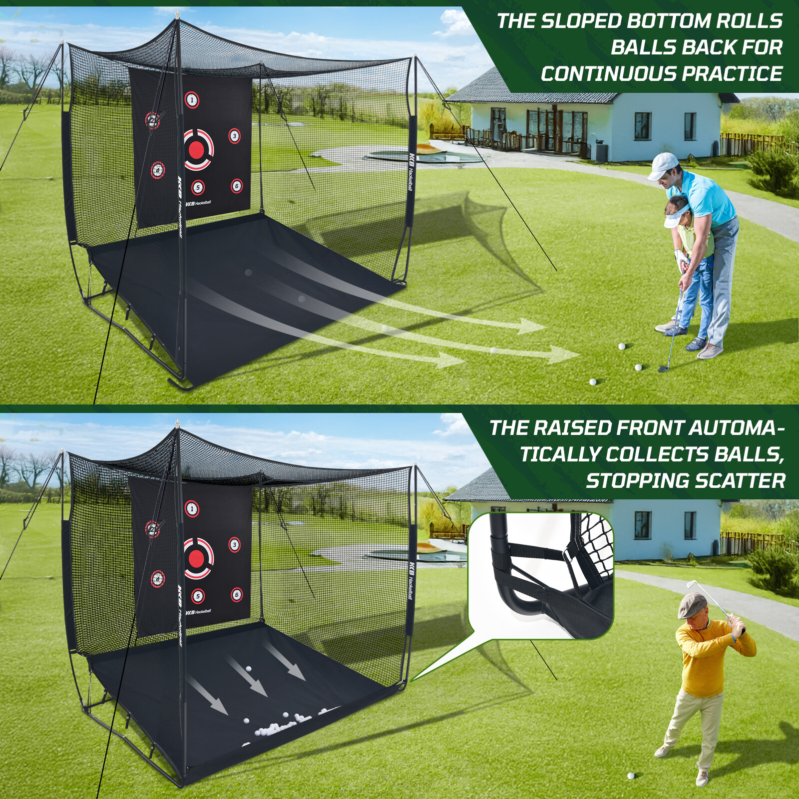 Golf Hitting Cage 10x8x6ft Golf Practice Net Heavy-Duty Steel Frame for Backyard
